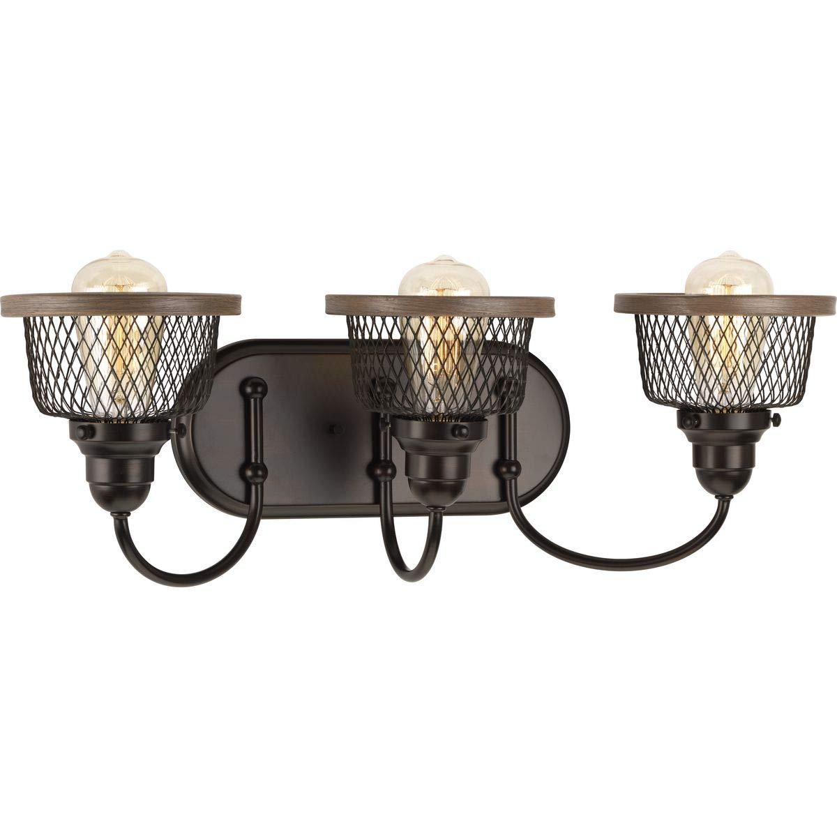 Progress Lighting Tilley Collection 3-Light Coastal Bath Vanity Light Antique Bronze