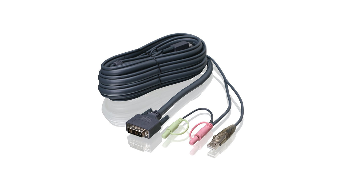 IOGEAR Single Link DVI-I USB KVM Cable, 10 Feet, G2L7D03UI