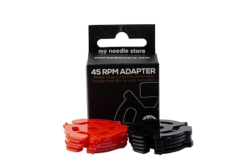 My Needle Store [SA-10] 45 Record Adapter, 10 Pack (5 Red, 5 Black) for 45 RPM Records - Compatible with Record Players and Turntables; Perfect