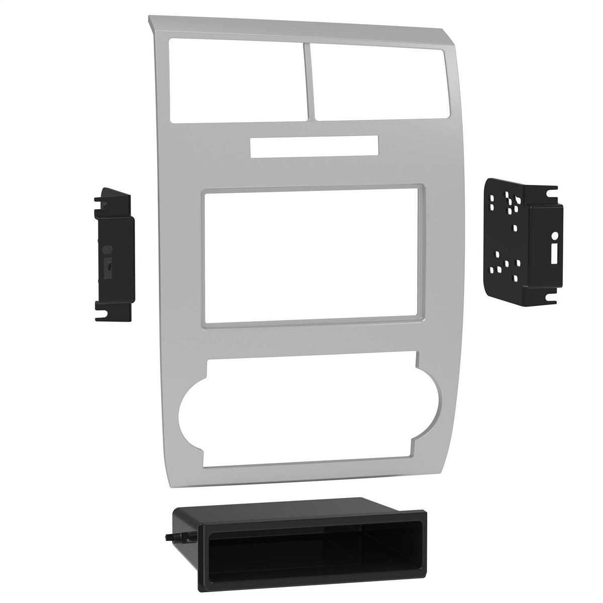 Metra Single-DIN/Double-DIN Dash Kit for Dodge Charger Magnum 2005-2007, Silver, with Storage Pocket