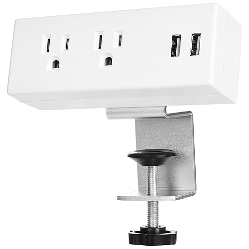 Desk Clamp Power Strip with USB Ports Desktop Mounted Power Outlets Table Edge Power Charging Station 6.56 FT Extension Power Cord for Home Office
