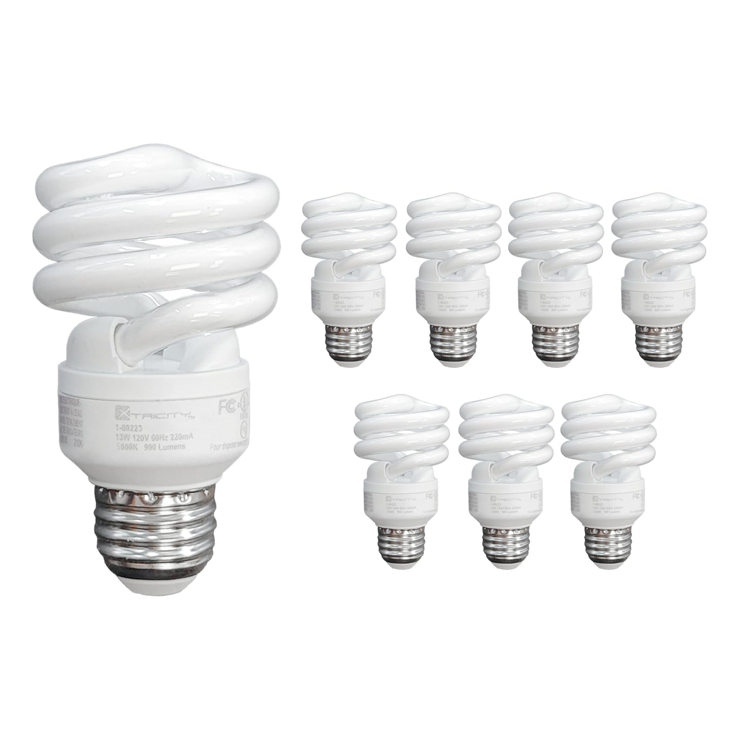Xtricity Compact Fluorescent Light Bulb T2 Spiral, E26 Base (8 Pack)