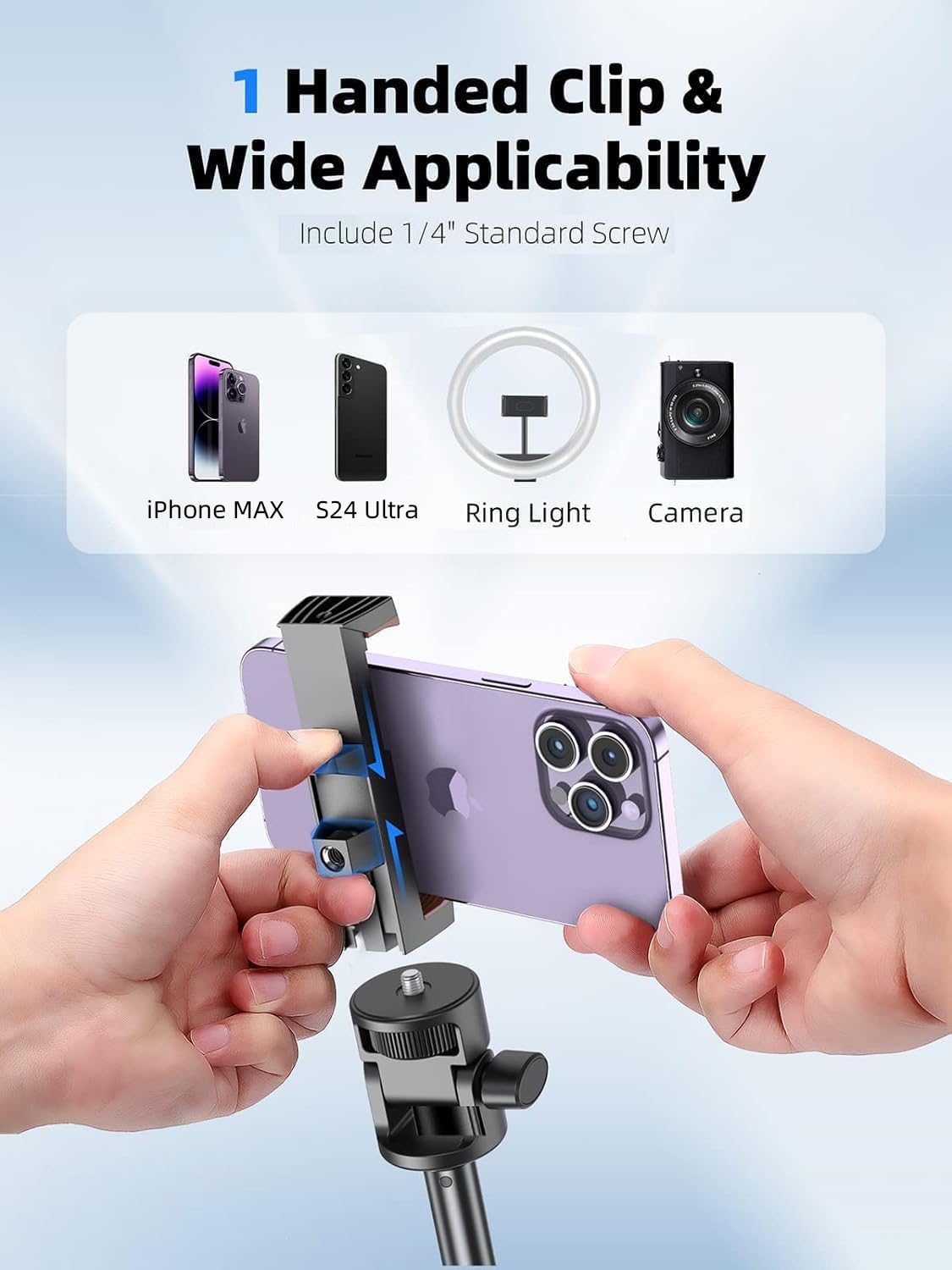 Kaiess 62" Phone Tripod & Selfie Stick, Extendable Photography Light Stand with Wireless Remote, Solidest, Portable, Lightweight, Compatible