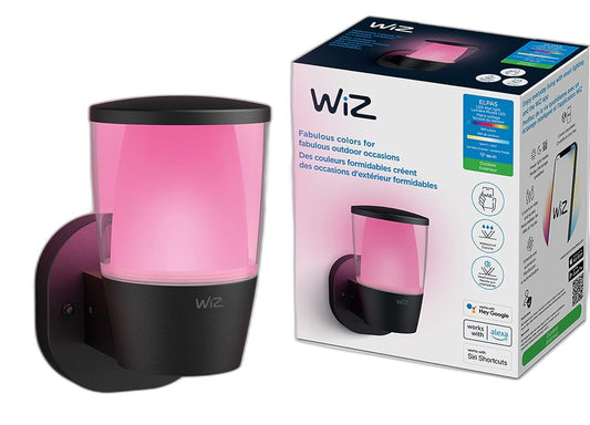 WiZ Connected Outdoor Light Fixture - Smart Wi-Fi Wall Light - Outdoor LED Porch Light - 16 Million Colors - Compatible with Alexa, Google Assistant