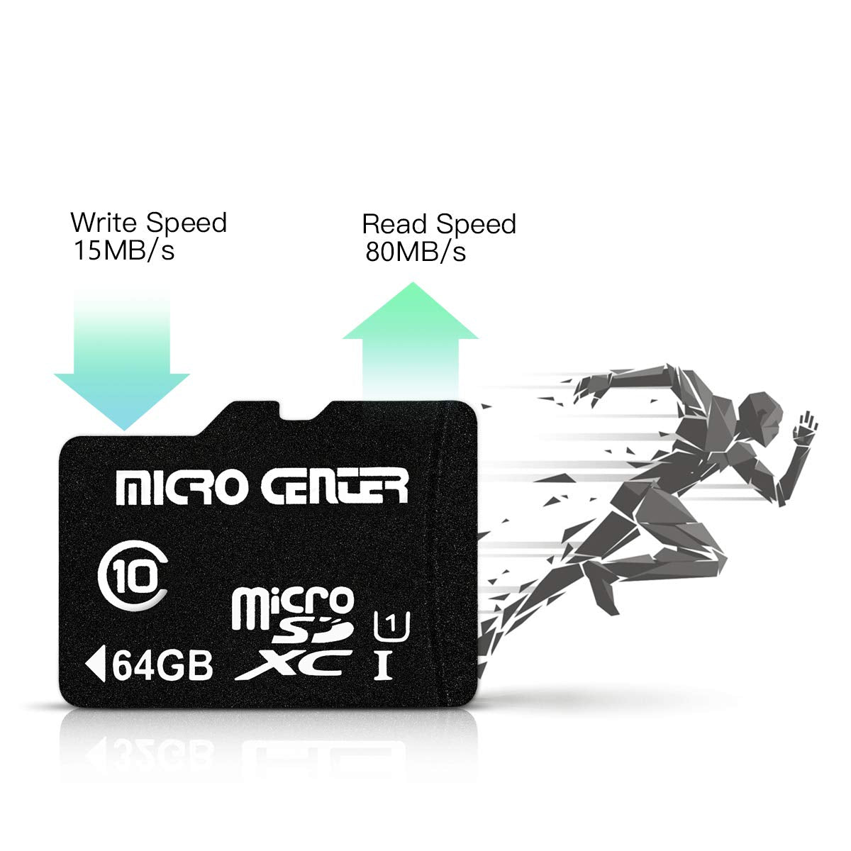 INLAND Micro Center 64GB Class 10 MicroSDXC Flash Memory Card with Adapter for Mobile Device Storage Phone, Tablet, Drone & Full HD Video Recording
