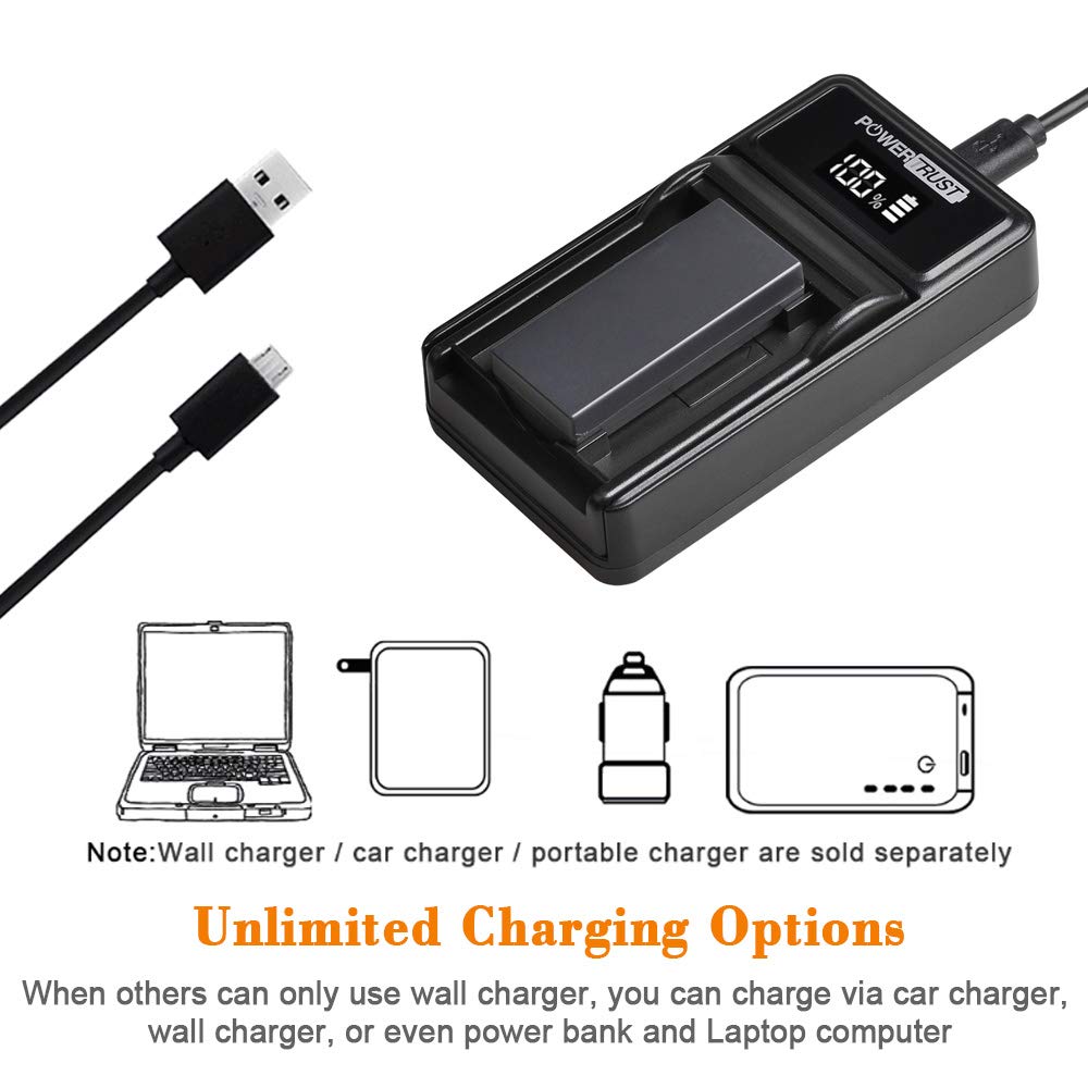 PowerTrust 1400mAh 3.6V NP-FC11 NP-FC10 Battery and LED USB Charger for Sony DSC-P2, P3, P5, P7, P8, P9, P10, V1 Cameras