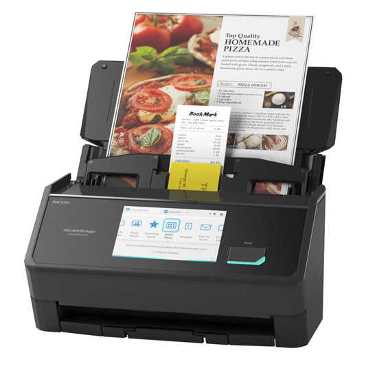 ScanSnap iX2500 Wireless or USB High-Speed Cloud Enabled Document, Photo & Receipt Scanner with Large 5" Touchscreen and 100 Page Auto Document Feeder