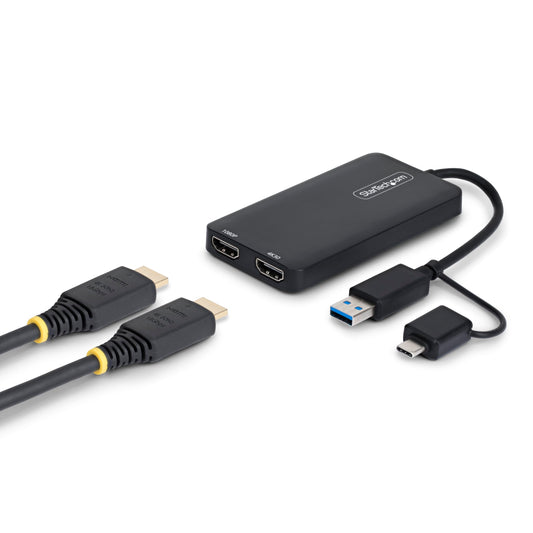 StarTech USB-A & USB-C to Dual HDMI Adapter for Mac (M1/M2/M3/M4/M5), Windows & ChromeOS, Extended Dual Monitor Display, 4K30 + 1080p Output