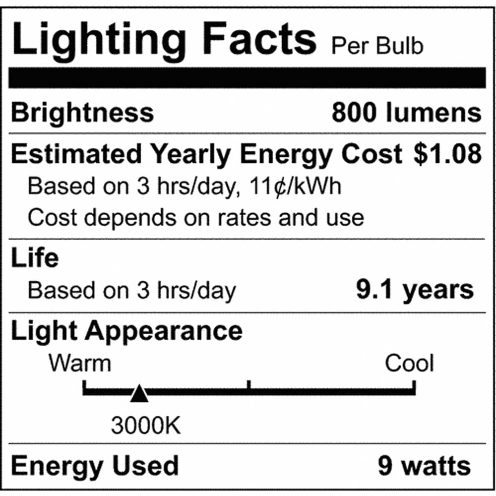 Satco S11400 LED Bulb, 9W, 120V, E26 ANSI Base, Non-Dimmable, 4.38" MOL, 2.38" MOD, 800 Lumens, 3000K, 10000 Hours Rated Life, 10 Bulb Value Pack