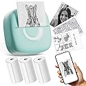 Cabaro Mini Printer Sticker Thermal Printer with 3 Rolls Paper, Bluetooth Portable Phone Print Pods,Study Sticker Maker for Pictures, Photos