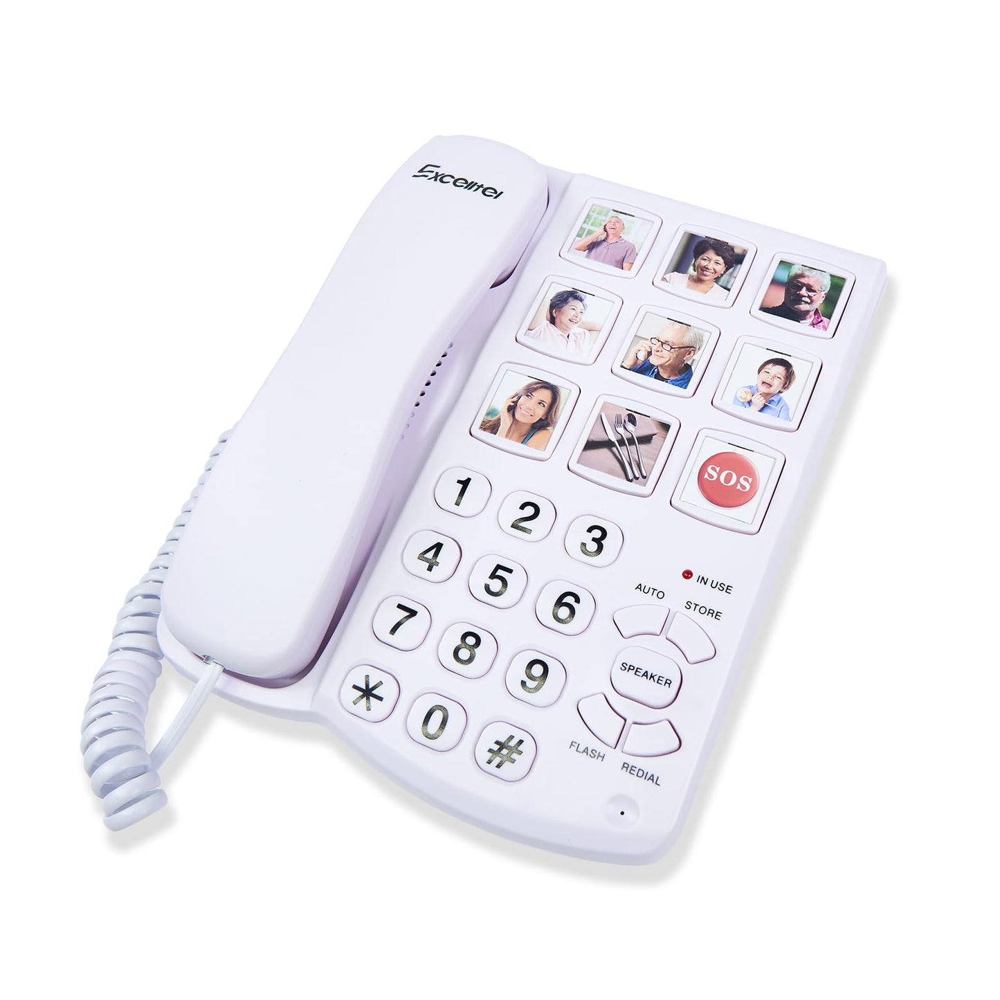 Excelltel Big Button Phone for Seniors, Corded Landline Telephone with Handsfree Function and 9 Groups of Memory, One-Touch Dialling,Suitable People