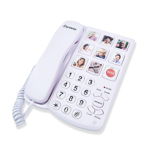 Excelltel Big Button Phone for Seniors, Corded Landline Telephone with Handsfree Function and 9 Groups of Memory, One-Touch Dialling,Suitable People