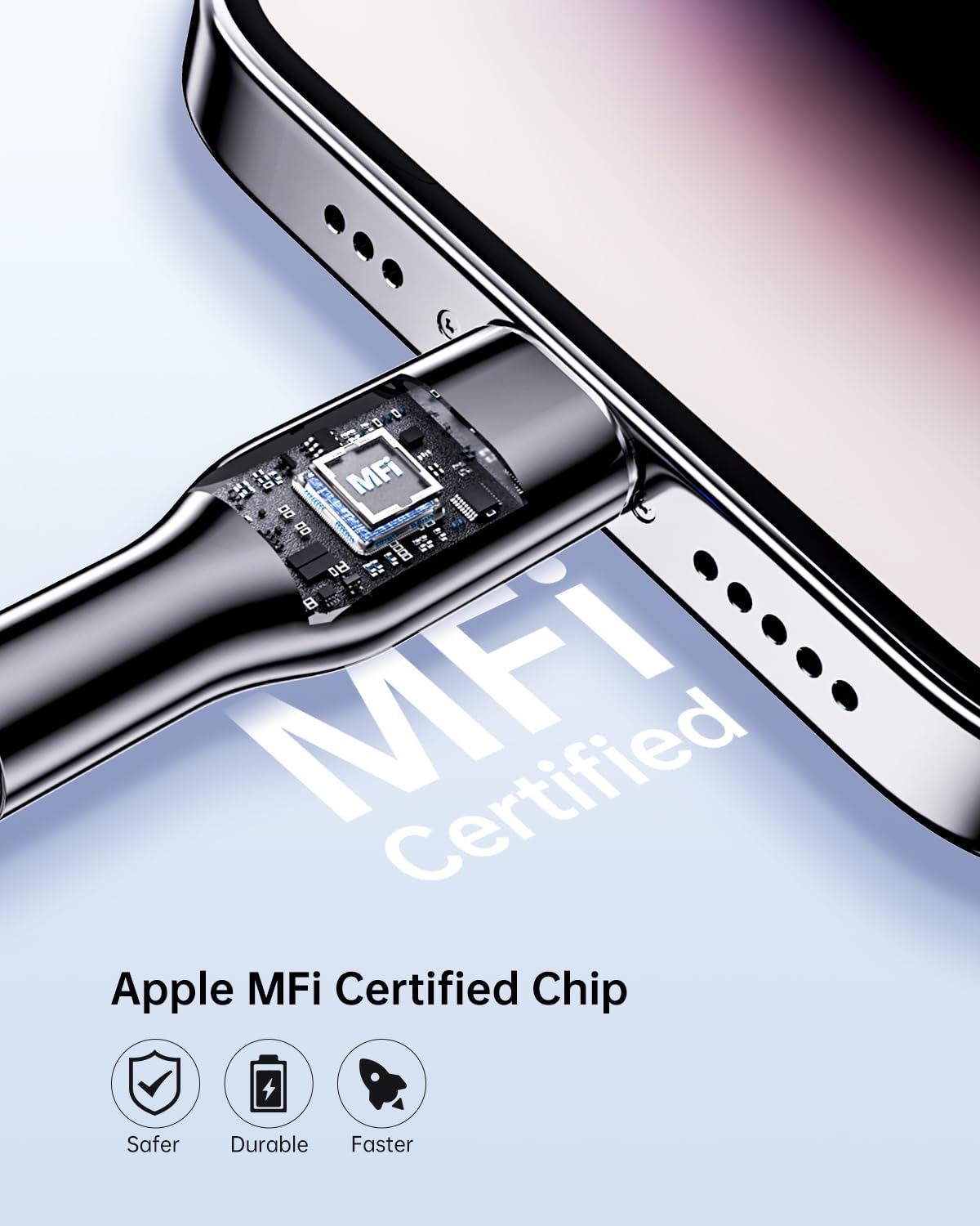 Arkidyn Chew Proof iPhone Charging Cable 6.6FT - MFi Certified Metal Lightning Cable, Metal Cat & Dog Chew-Proof iPhone Charging Cord with 3A Fast…