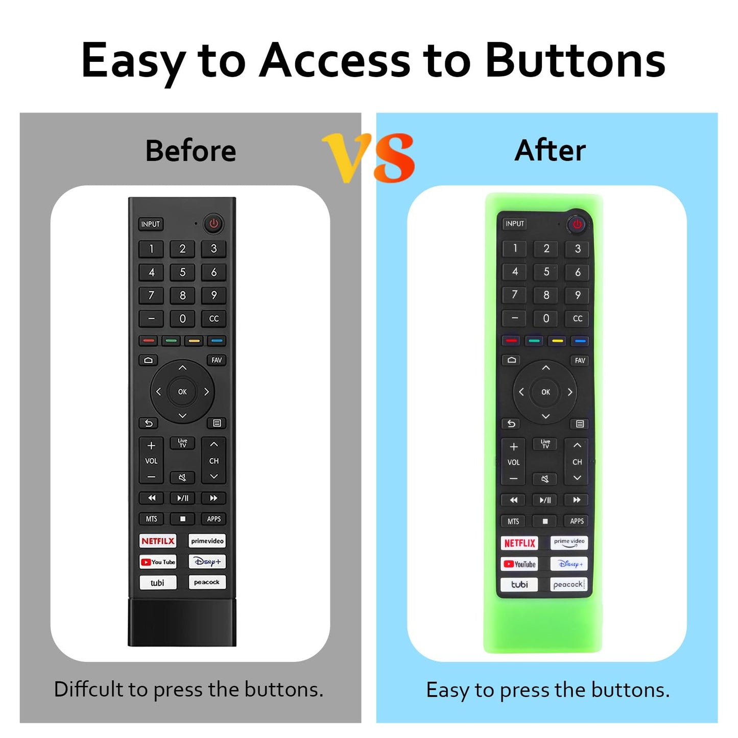 LEFXMOPHY ERF3J80H Case for Hisense ERF3G80H ERF3F80H Remote Cover 4K UHD Android Smart TV Remote Shockproof Silicone Sleeve with Lanyard Glow Green
