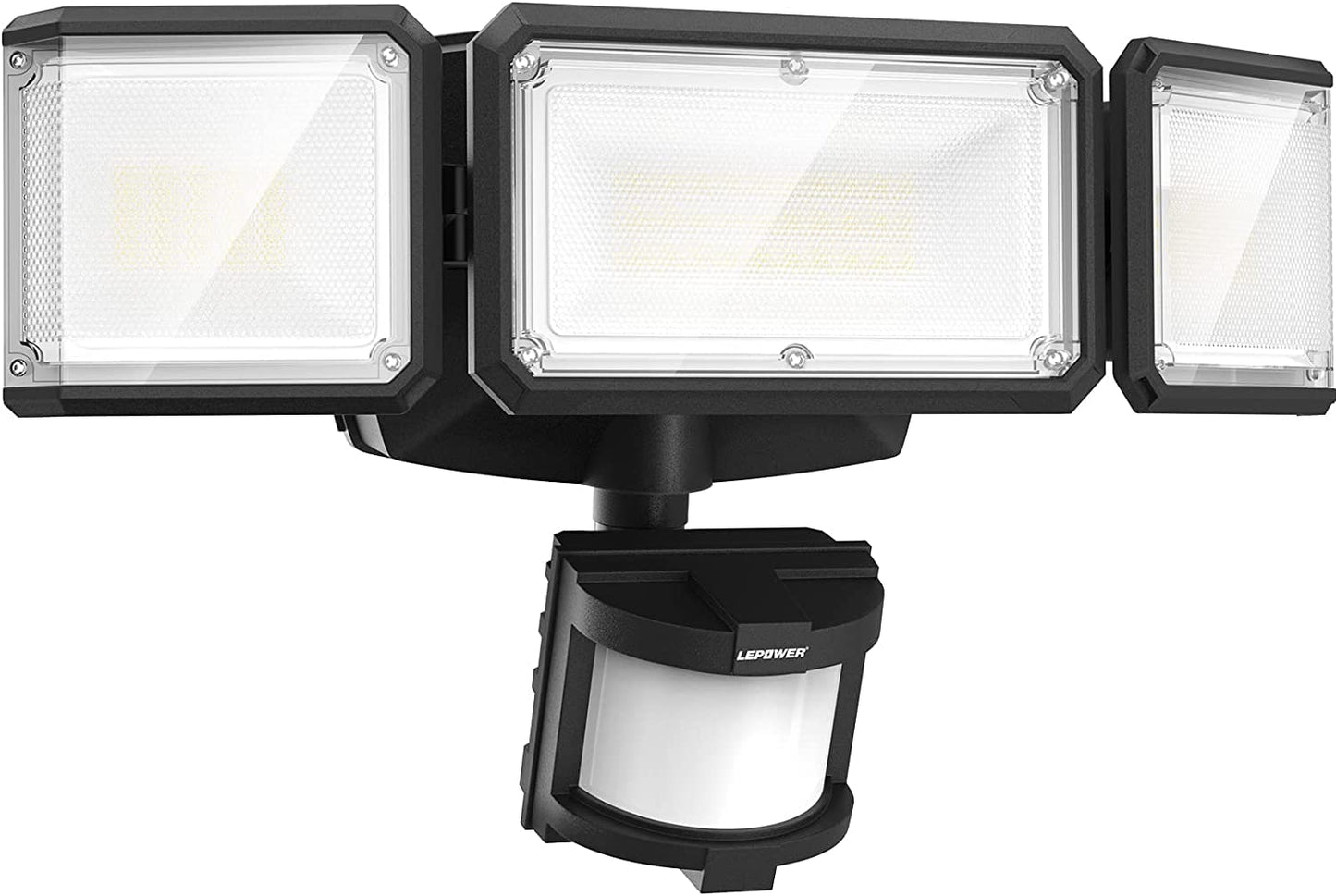 LEPOWER Battery Powered LED Flood Light Outdoor,1500LM Motion Sensor Security Lights, IP65 Waterproof,Wireless Flood Light Battery Operated,3 Head
