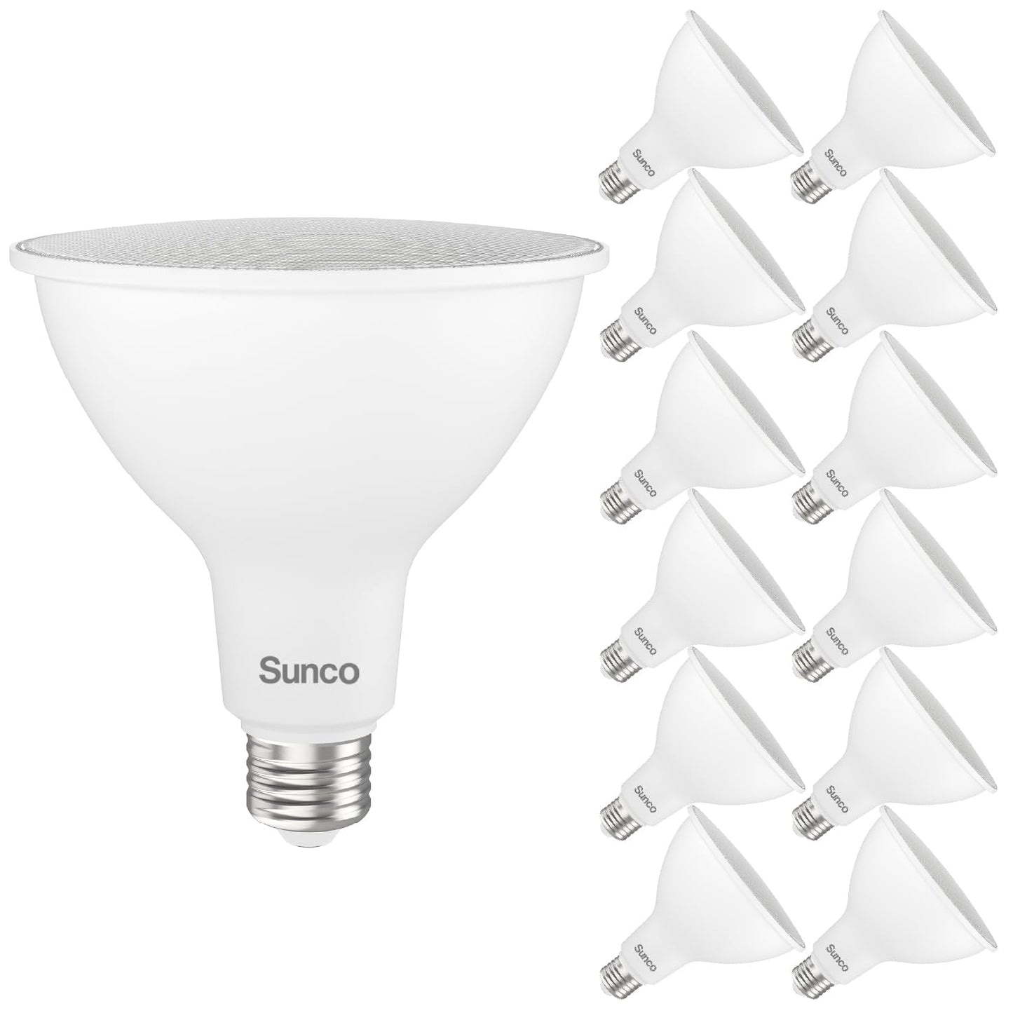 Sunco 12 Pack PAR38 LED Flood Light Bulb, 20W=250W, Dimmable, Waterproof