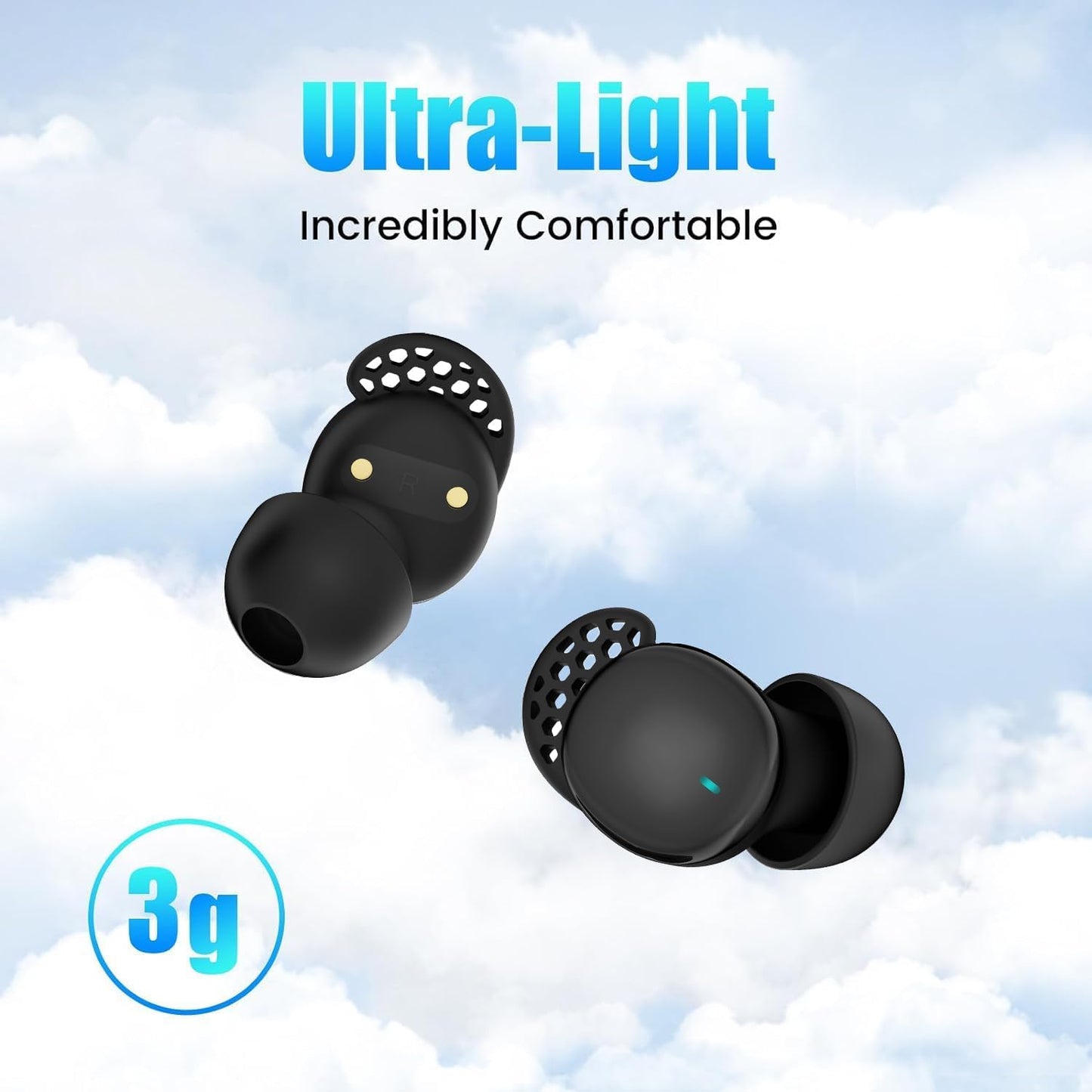 Houlyn Sleep Earbuds for Side Sleepers, Wireless Noise Cancelling Sleep Headphones with Sleep Mode, LED Power Display, Comfort Fit for Sleeping