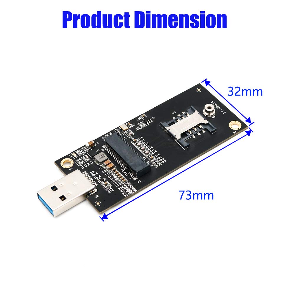 NGFF(M.2) Key B to USB 3.0 Adapter with SIM 6Pin Slot for WWAN/LTE Module