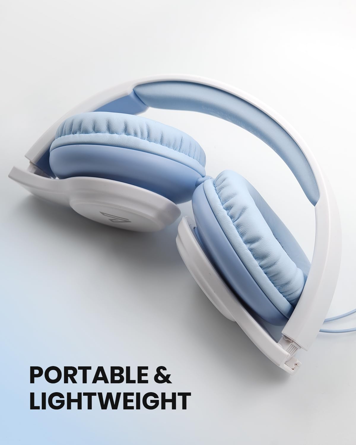 VOXii GE01 On-Ear Headphones w/Mic, Portable Lightweight Folding Stereo Bass Headphones for Smartphone, Tablet, Computer - Kids School (Blue)