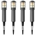 VENUS MANUFACTURING Low Voltage Bollard Lights 4PK Kits, 3W LED Outdoor Landscape Lighting 120Lumen Pathway Light 3000K Warm White Wired Walkway