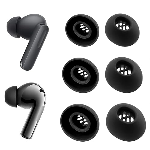 NANLANFAN Replacement Silicone Ear Tips for OnePlus Buds 4 / Buds 3 / Buds Pro 3 / Buds Pro 2 / Nord Buds 3 / Nord Buds 3 Pro Earbuds, 3 Pairs (Black