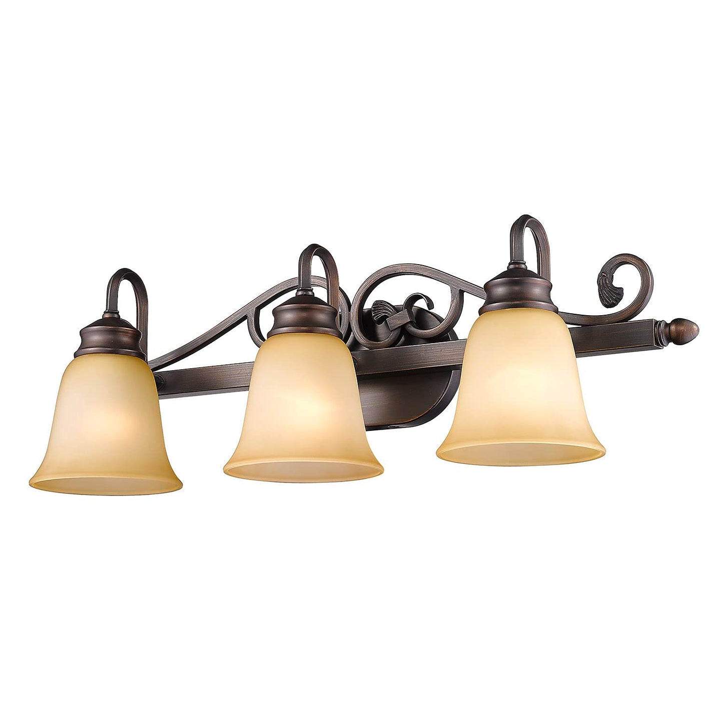 Golden Lighting Belle Meade 3 Light Bath Vanity in Rubbed Bronze with Tea Stone Glass