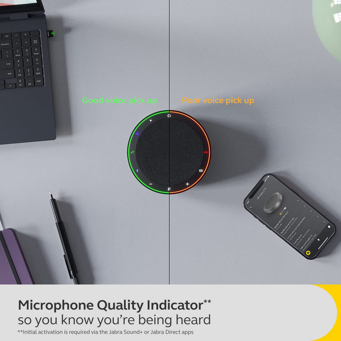 Jabra Speak2 75 Wireless Bluetooth Speakerphone - 4 Noise-Cancelling Mics, Full-Range 65mm Portable Speaker and USB-C Bluetooth Adapter - Certified