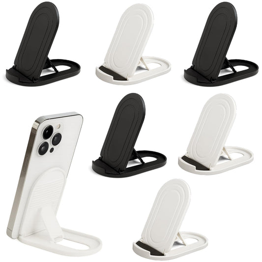 6-Pack Portable Phone & Tablet Stand(Black&White), Foldable Multi-Angle Desk Holders, Adjustable Universal Holder for Samsung Galaxy, iPad, iPhone