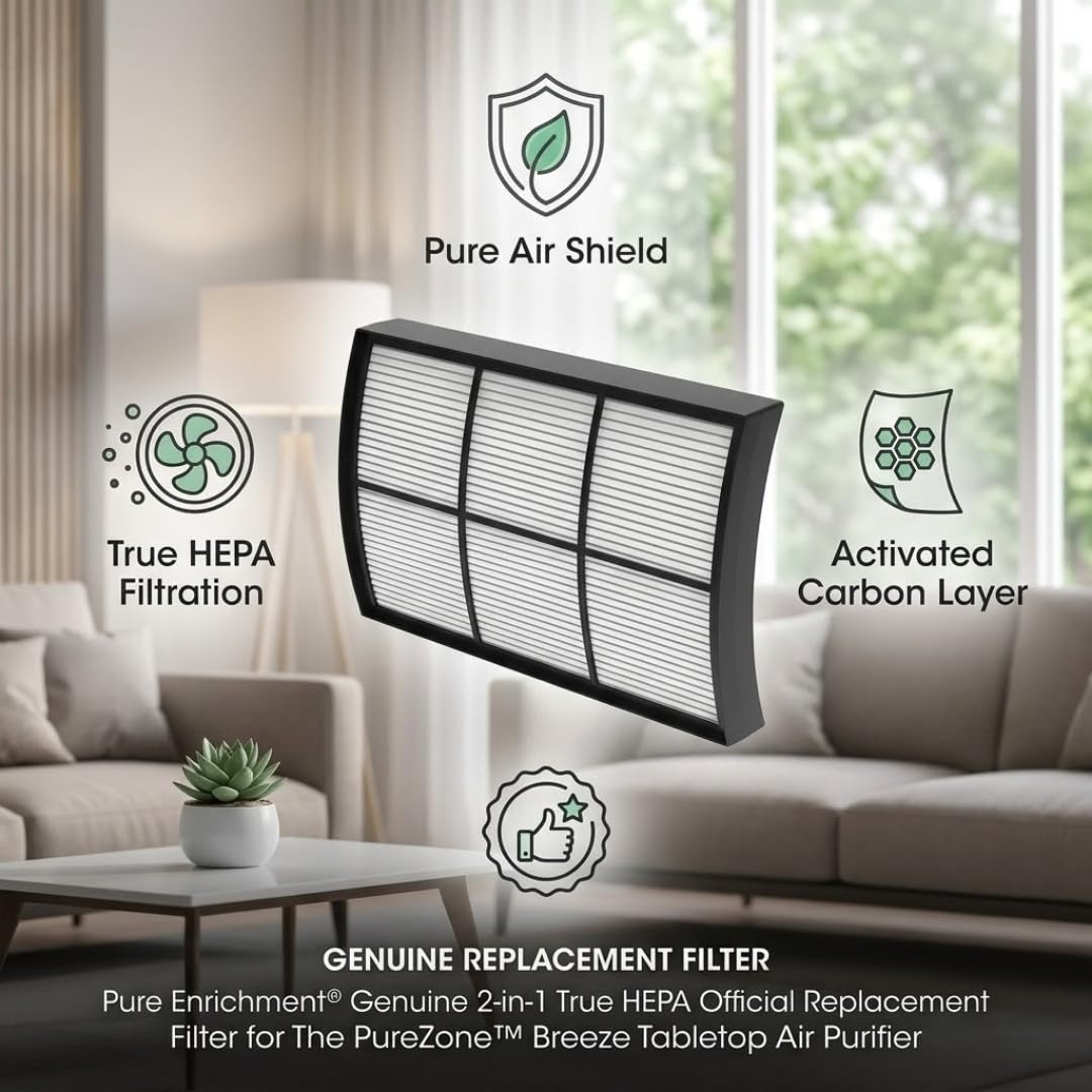 Pure Enrichment PureZone Rectangular HEPA Air Purifier - for Home and Office - Quiet - Compatible with Pur Filters and Replacement - Puro Style