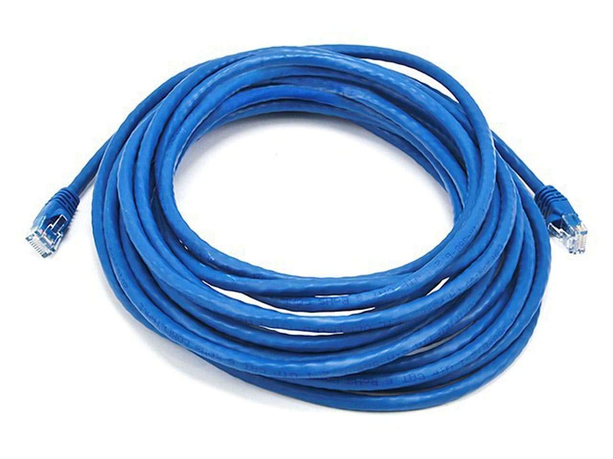 Monoprice Cat6 Ethernet Patch Cable - Snagless RJ45, Fullboot, 24AWG Stranded Pure Bare Copper Wire, 550Mhz, UTP, 50 Feet, Black