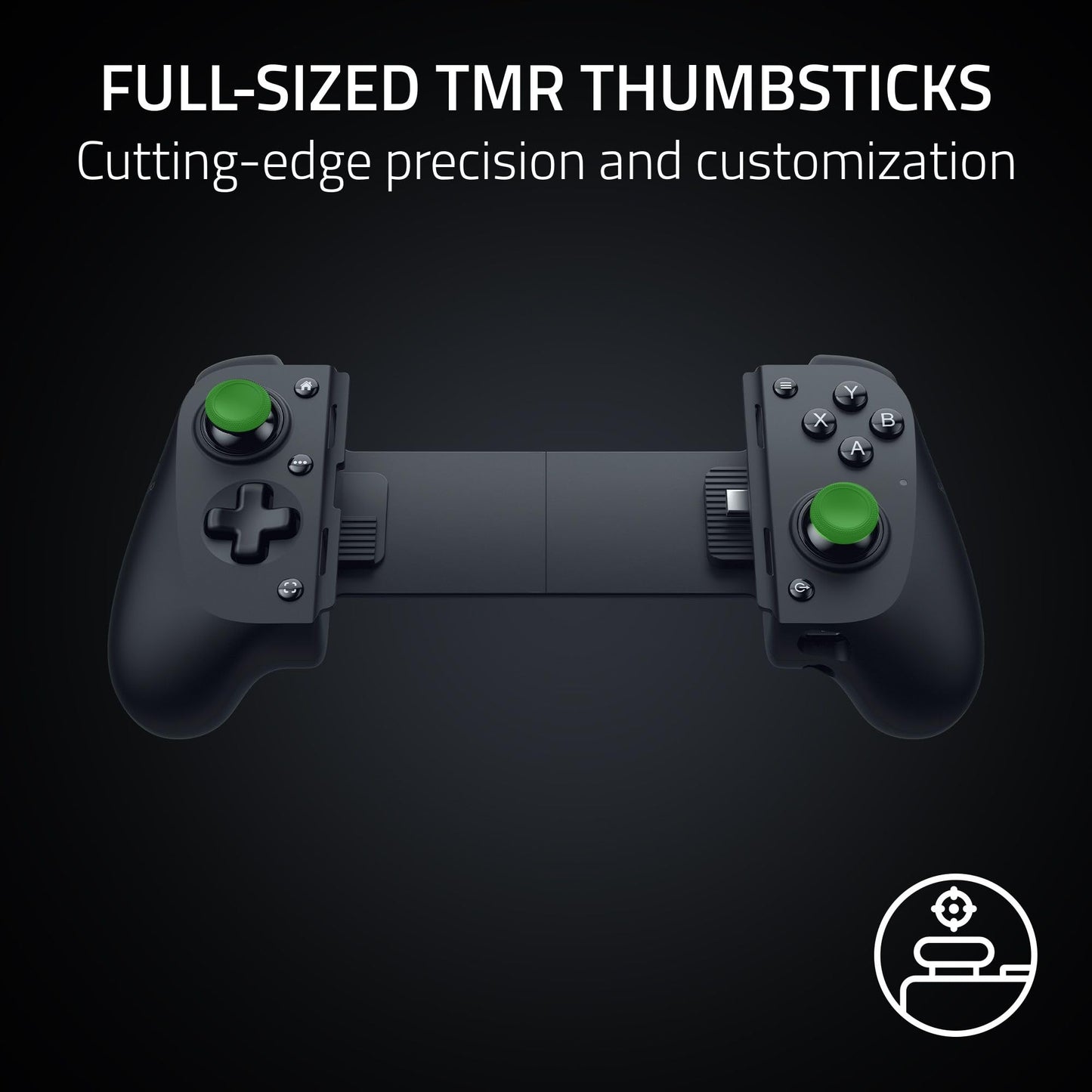Razer Kishi V3 Gaming Controller for iPhone 15, 16, 17 Series & Android: Full Sized TMR Thumbsticks - Dual Back Buttons - Fits Most Phone Cases - PC
