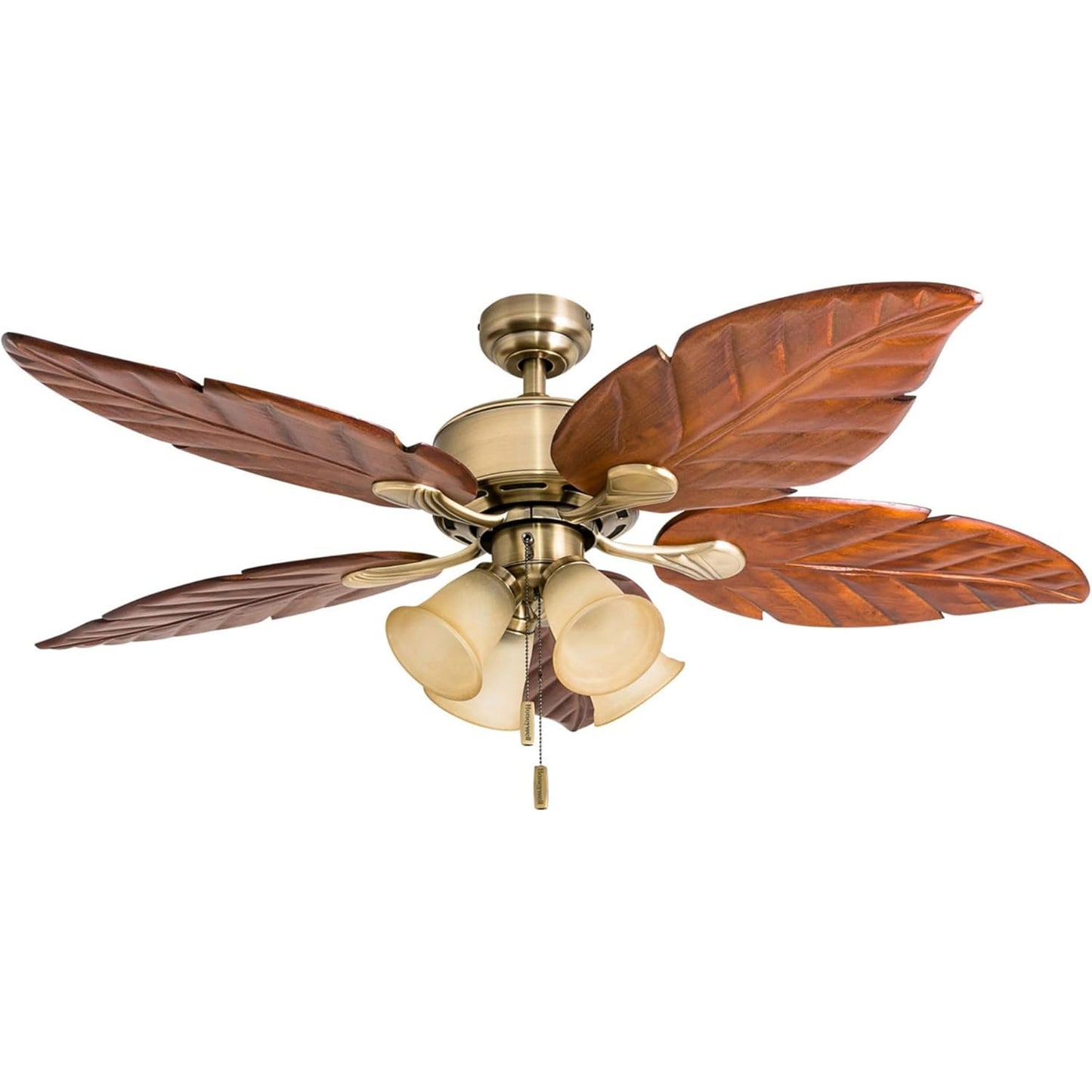 Honeywell Royal Palm 52 Inch Tropical LED Ceiling Fan, Aged Brass