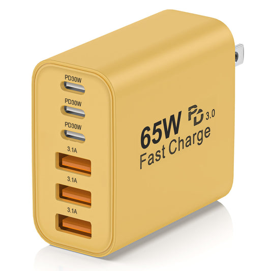 USB C Charger Block,65W 6-Port USBC Charging Block,Wall Charger iPhone Charger Fast Charging,Multiport Type C PD+QC Power Plug for All iPhone 17 16 15