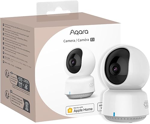 Aqara 2K Indoor Security Camera E1, Pan & Tilt, HomeKit Secure Video Indoor Camera, Two-Way Audio, Night Vision, Person Tracking, Wi-Fi 6, Plug-in Cam