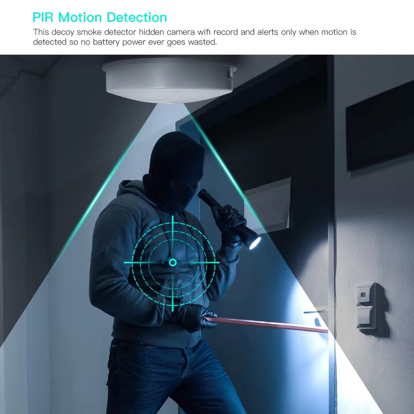 PINKOALA Intelligent Smoke Camera, Supports Remote Monitoring with Mobile Phone, 1080P high-Definition WiFi, Suitable for Home Security