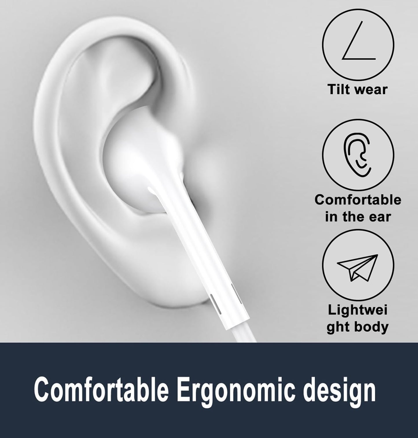 2 Packs Wired Headphones for iPhone 14 Earphones Wired Nosie Reduction Built-in Microphone&Volume Control Headsets?Earbuds for iPhone