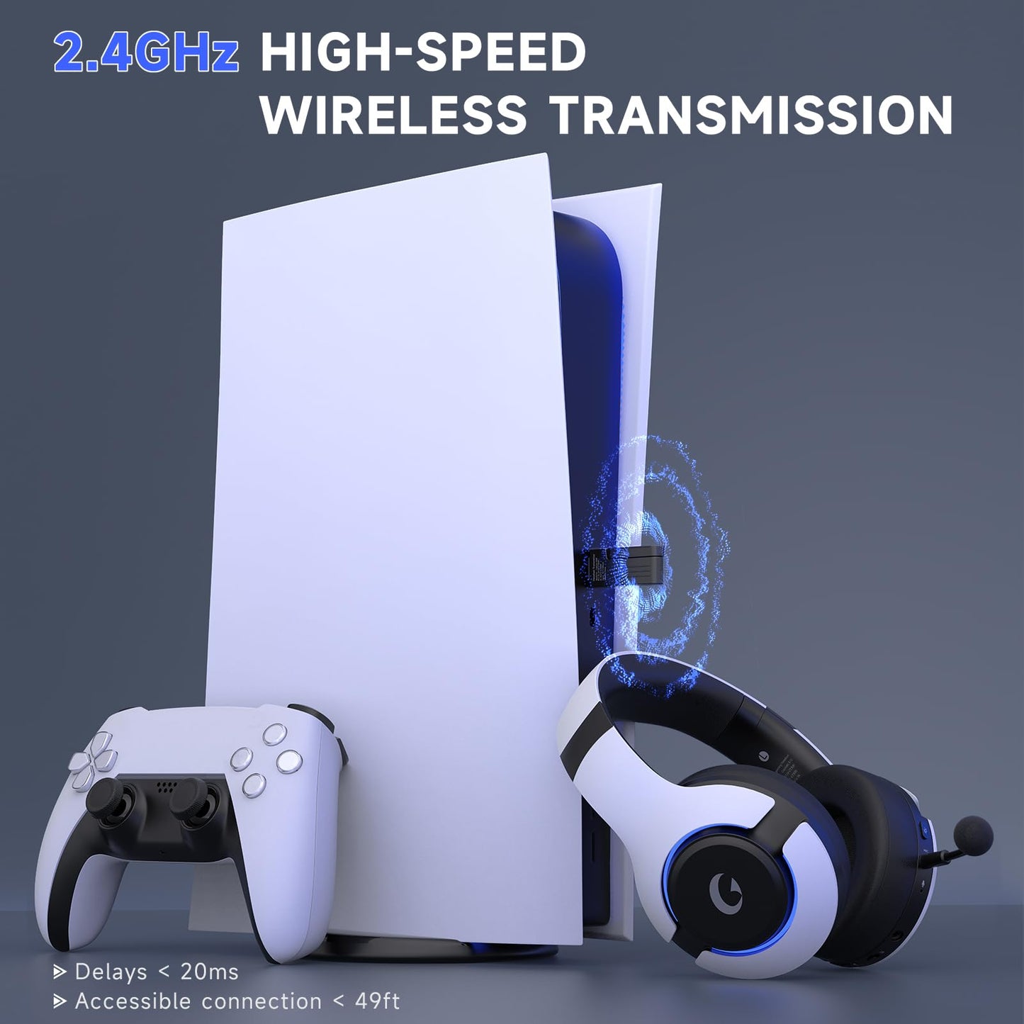 Gtheos Wireless Gaming Headset for ps5, ps4, Elden Ring, PC, Mac, Switch, Bluetooth 5.3 Gaming Headphones with Noise Canceling Microphone, 45H