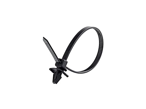 Secure 6 Inch UV Black Winged Push Mount Cable Ties for Cable Management & Organization - Durable, Easy Install for Home & Office - 100 Pack