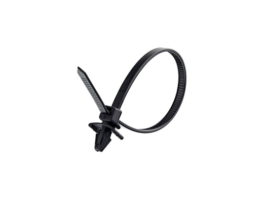 Secure 6 Inch UV Black Winged Push Mount Cable Ties for Cable Management & Organization - Durable, Easy Install for Home & Office - 100 Pack