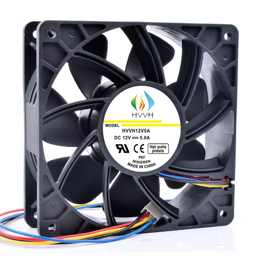 HVVH Dual Ball Bearings High Speed Durable 4 Pin DC 12V 5A 7000 RPM Cooling Fan Brushless Replacement Case Fan for Antminer Bitmain S7 S9 D3 L3 E9 T9