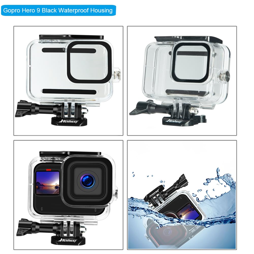 Waterproof Case Housing for GoPro Hero 13 12 11 10 9 Black Tempered Glass Screen Protector Silicone Sleeve Protective Case Accessories Kit Bundle