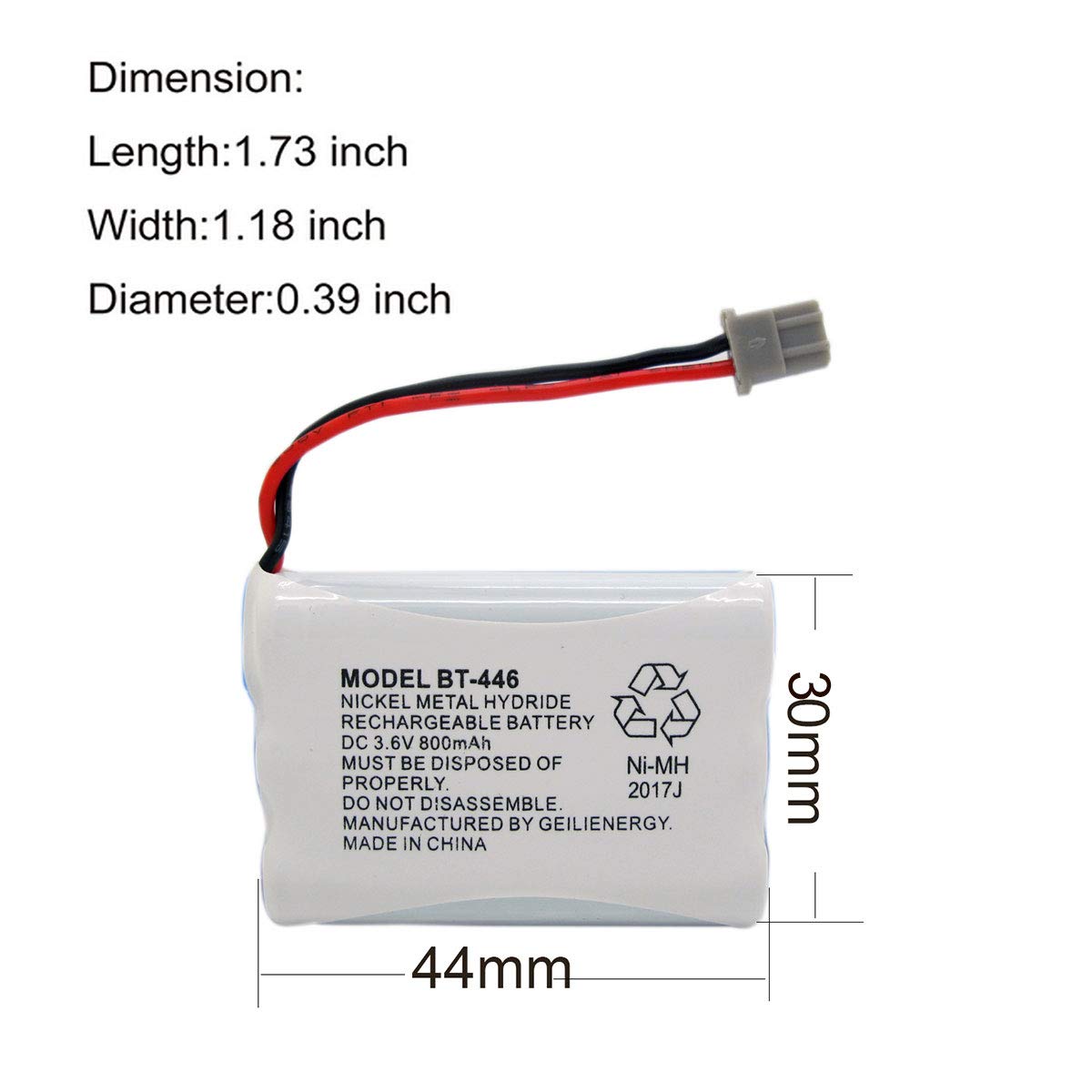 GEILIENERGY BT446 BT-446 Phone Battery Compatible with Uniden BBTY0503001 BT-1004 BT-1005 GE-TL26402 BT-504 CPH-488B 3.6V 800mAh (3 Pack)