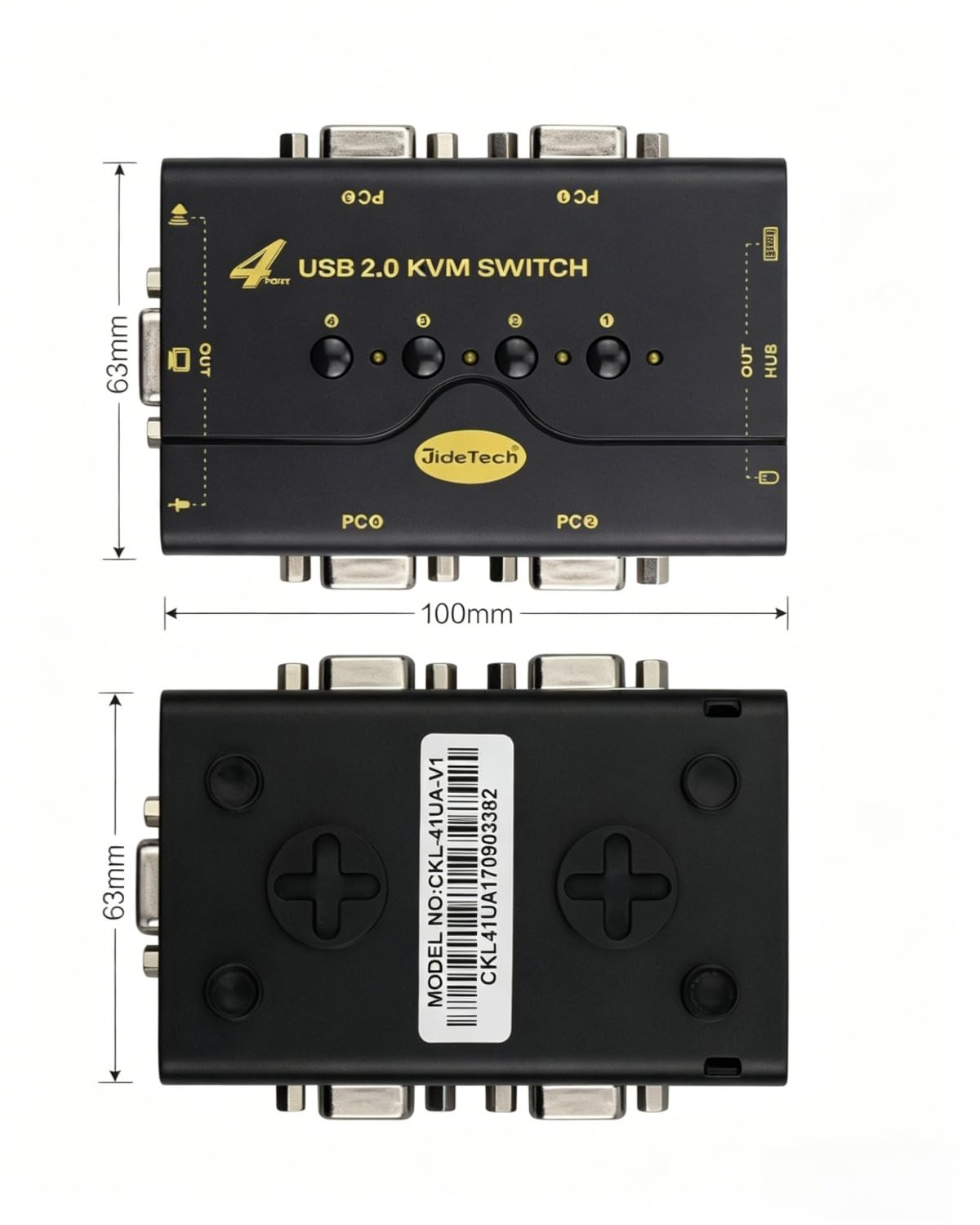 4 Port VGA KVM Switch with USB Hub and Audio Support Wireless Keyboard Mouse Connection and Push Button Switching Function