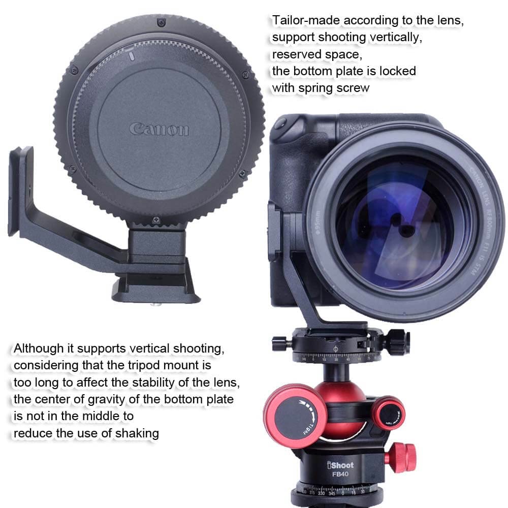iShoot Lens Collar Foot Stand Tripod Mount Ring Base Compatible with Canon RF 600mm f/11 is STM & RF 800mm f/11 is STM, Support Vertical Shoot, with 2