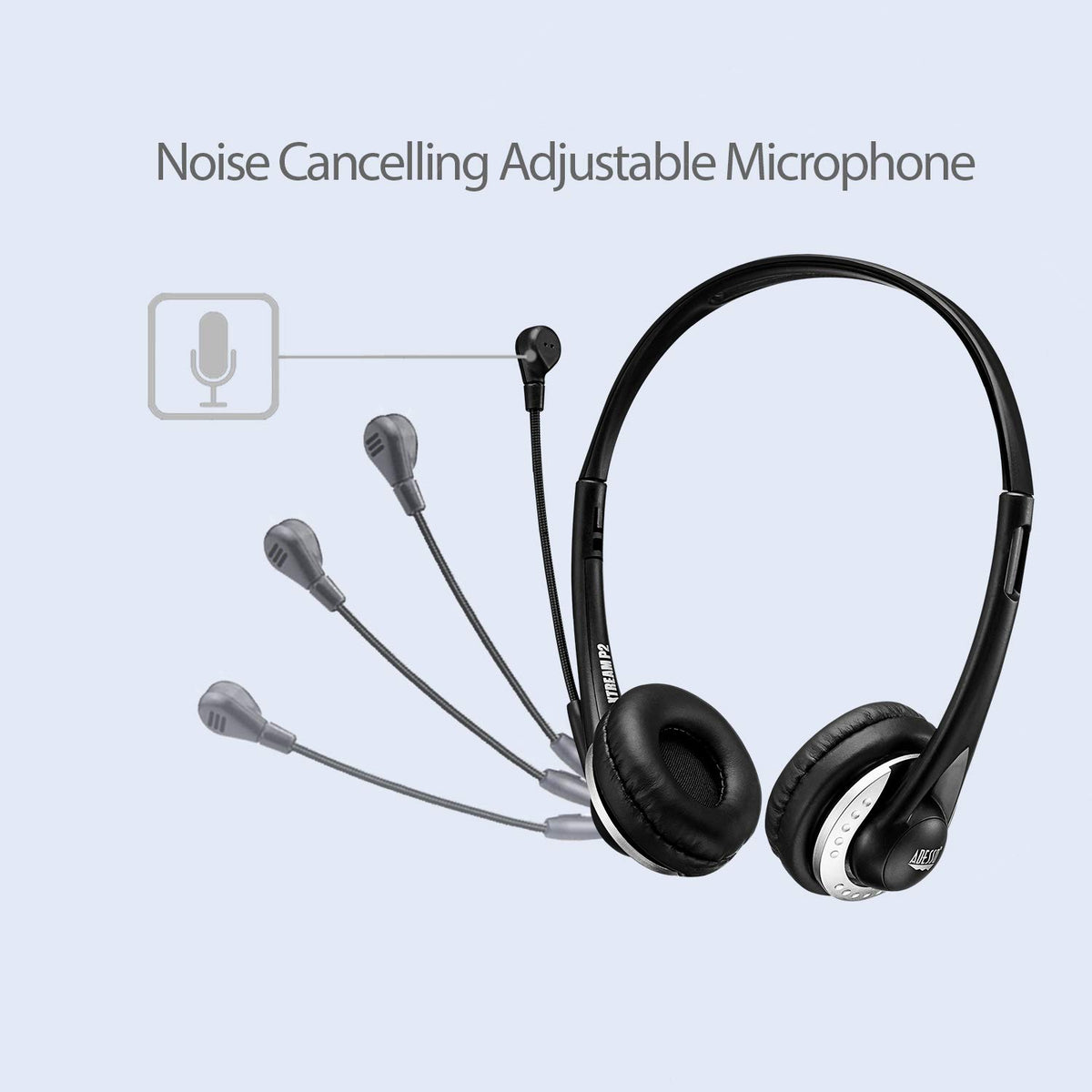 Adesso Xtream P2 USB Wired Multimedia Headset, Black