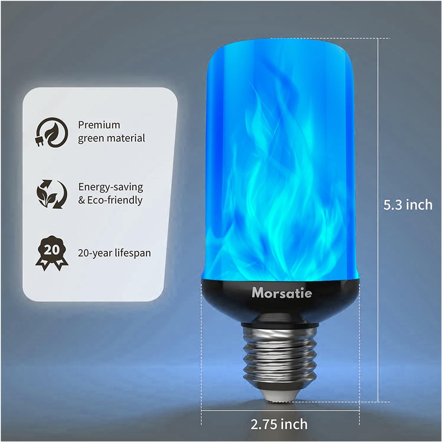 Morsatie ?Upgraded Flame LED Flame Light Bulbs, 4 Modes Flickering Light Bulbs with Upside Down Effect, E26 Fire Light Bulb for Christmas Halloween