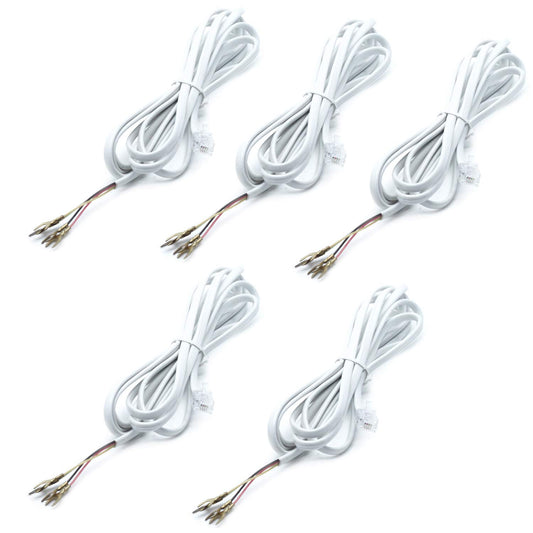 Sscon 5Pcs 6P4C RJ11 to 4 Spade Lug Telephone Cord Cable Connector (White 6.6Ft)