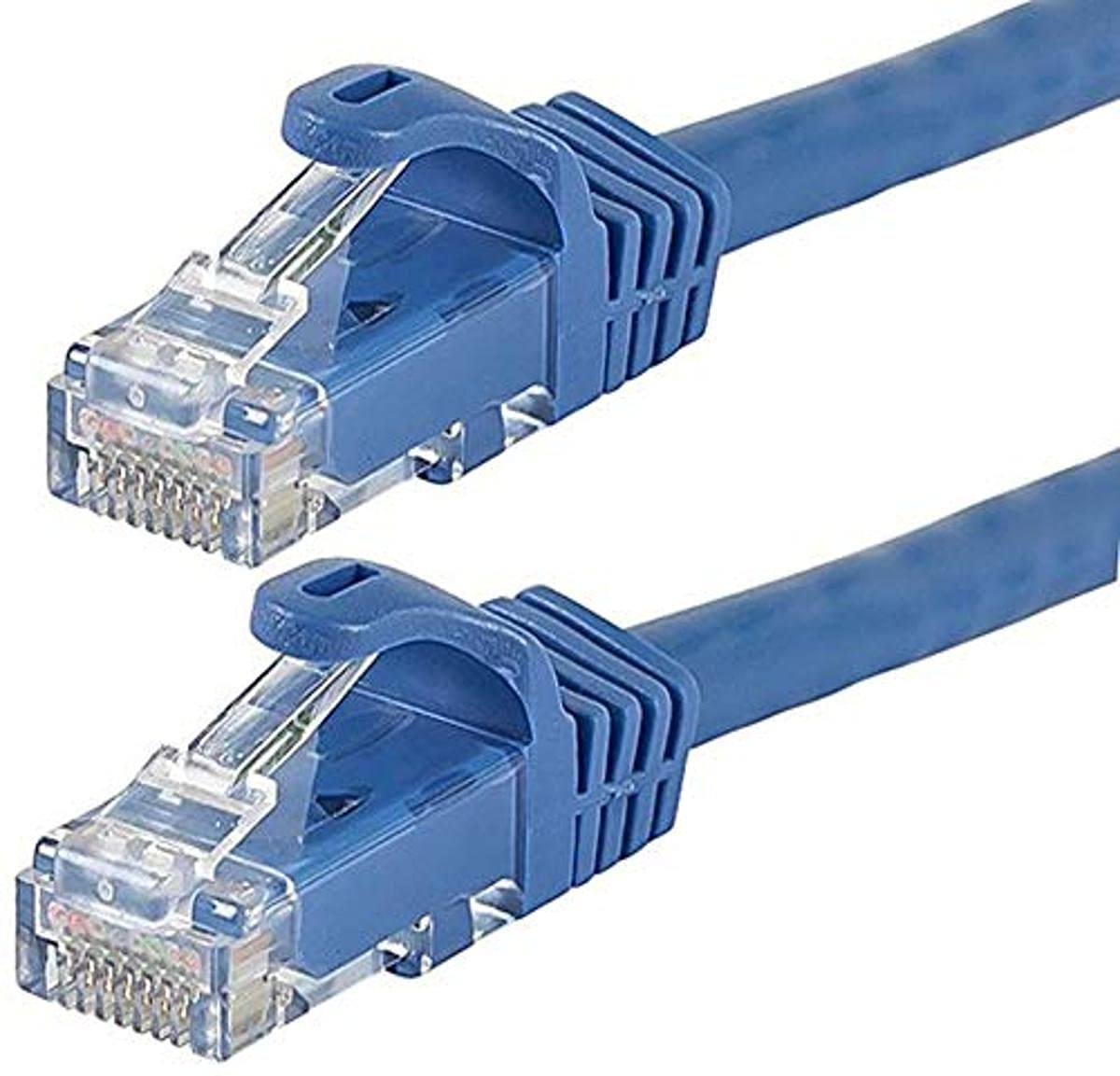 Monoprice Cat6 Ethernet Patch Cable - Snagless RJ45, 24AWG Stranded Pure Bare Copper Wire, 550Mhz, UTP, 12-Pack, 0.5 Feet, Blue - Flexboot Series