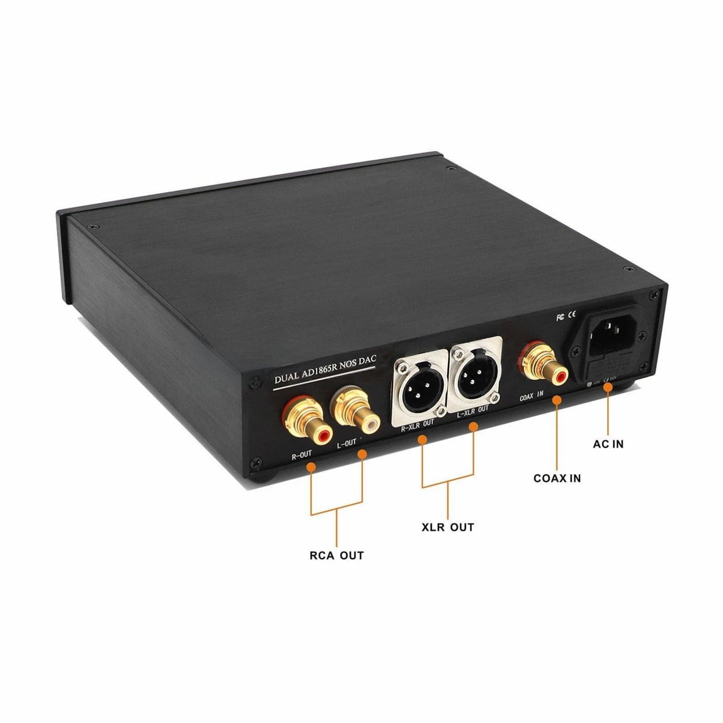 Dual AD1865R NOS DAC R2R HiFi Audio Decoder Converter with Balanced XLR Output, Coaxial Input for Home Stereo System (Silver)