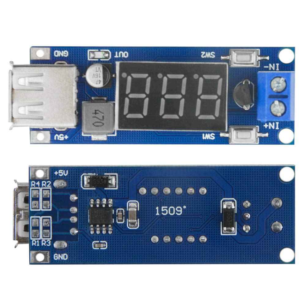 XINGYHENG 2Pcs DC-DC Buck Voltage Converter Power Module 4.5-40V 12V to 5V/2A + Power Supply Stabilizer Voltage Regulator with Voltmeter 5V USB…